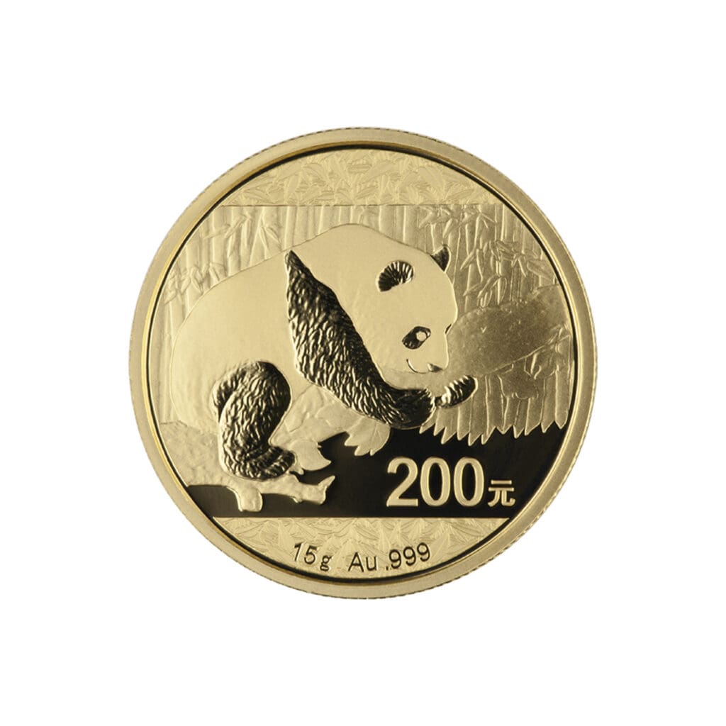 15 Gram Chinese Gold Panda reverse view