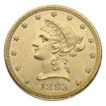 $10 Liberty Gold Eagle BU – obverse, Brilliant Uncirculated U.S. coin with Liberty head design