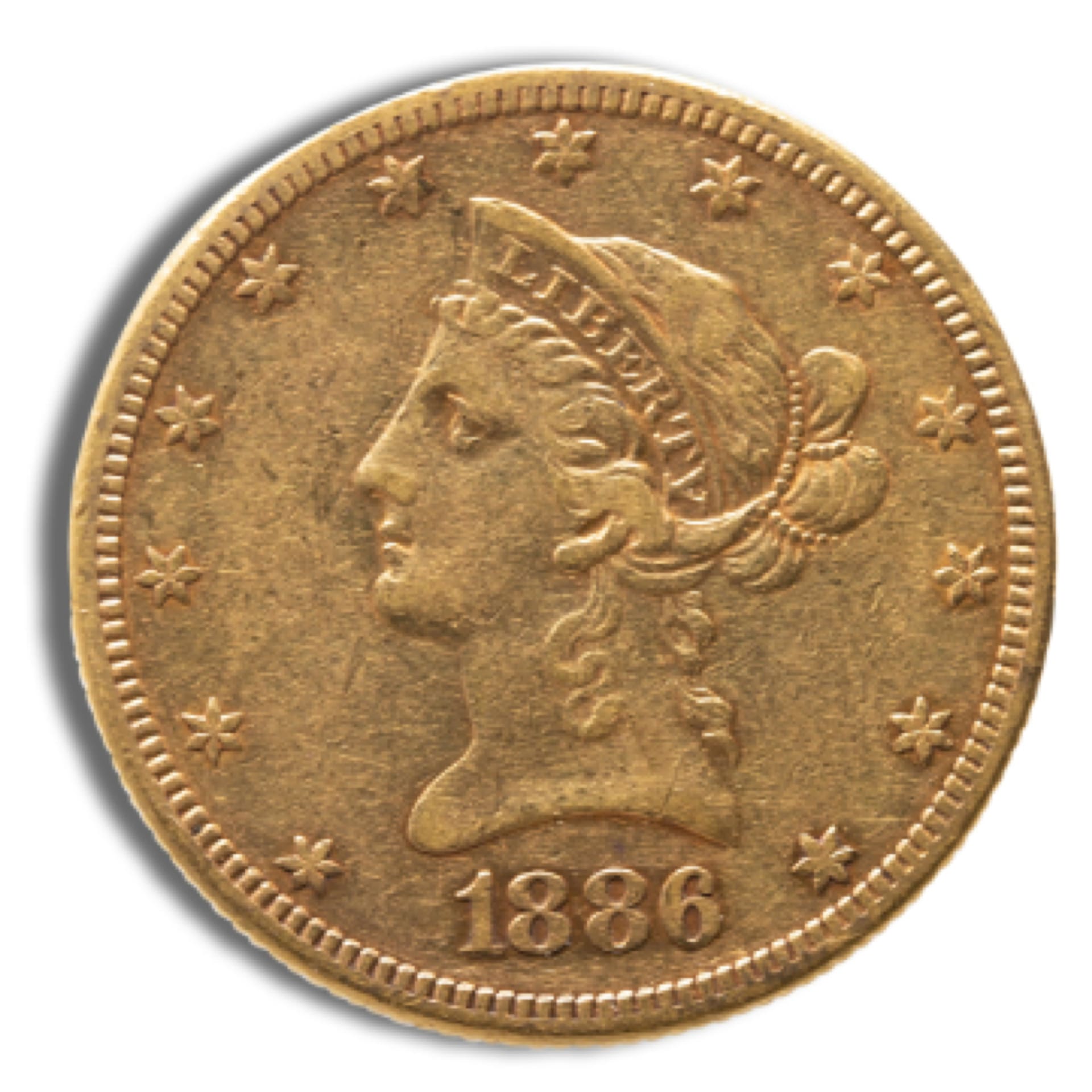 1866–1907 $10 Liberty Gold Eagle VF – U.S. gold coin, Very Fine condition, Liberty and eagle design
