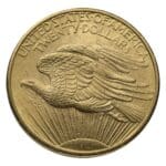 $20 St. Gaudens Double Eagle BU – reverse, Brilliant Uncirculated U.S. gold coin with eagle design