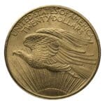 $20 St. Gaudens Double Eagle VF – reverse, Very Fine U.S. gold coin with eagle design