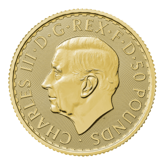 2025 British Gold Britannia coin – 1/2 oz gold, The Royal Mint, King Charles effigy