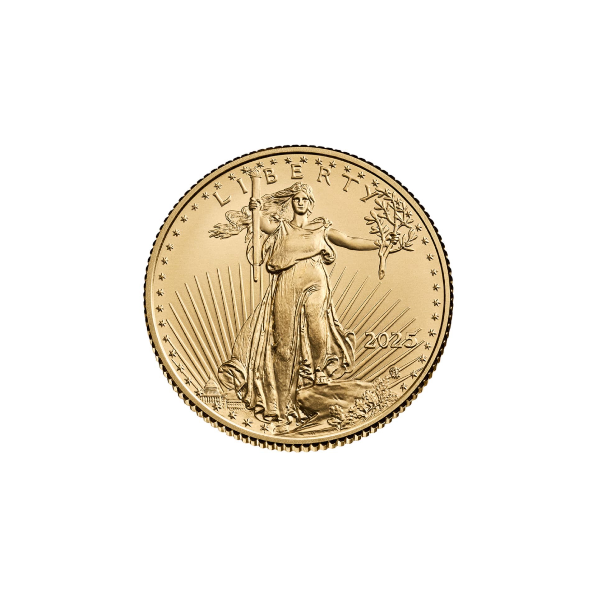Obverse of 2025 American Gold Eagle 1/10 oz coin