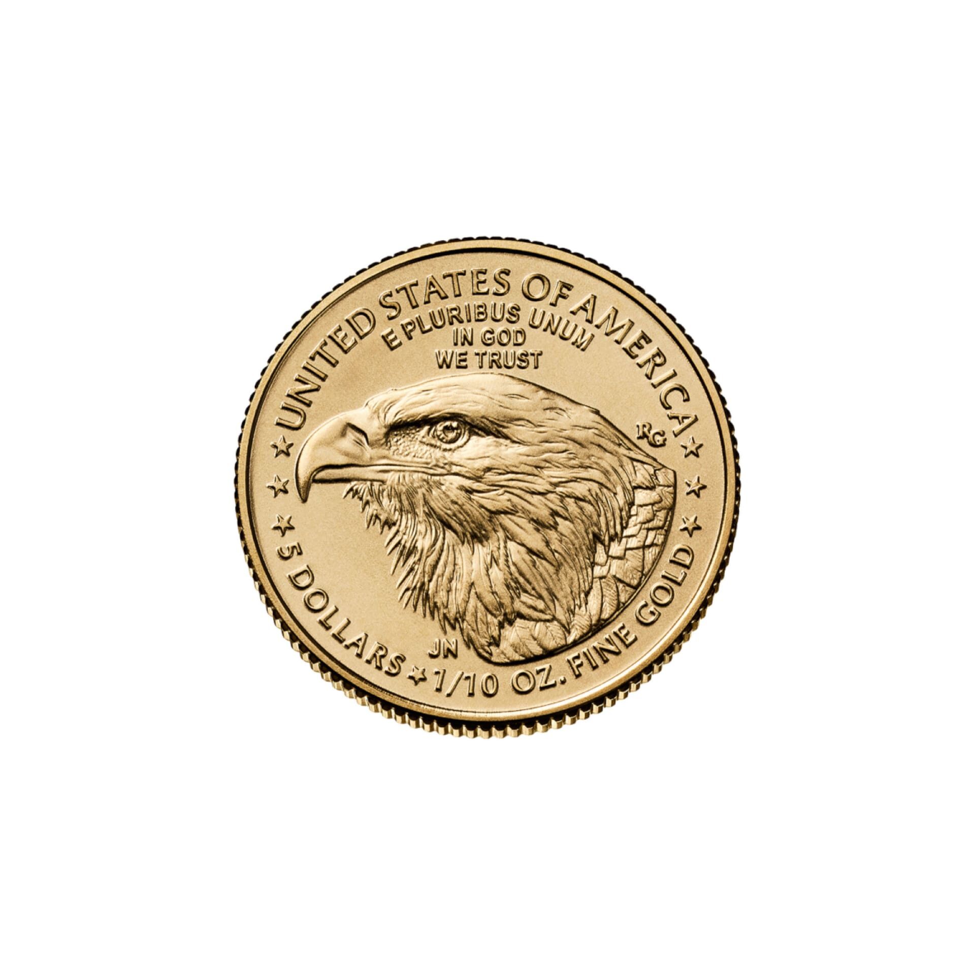 Reverse of 2025 1/10 oz Gold Eagle with eagle design
