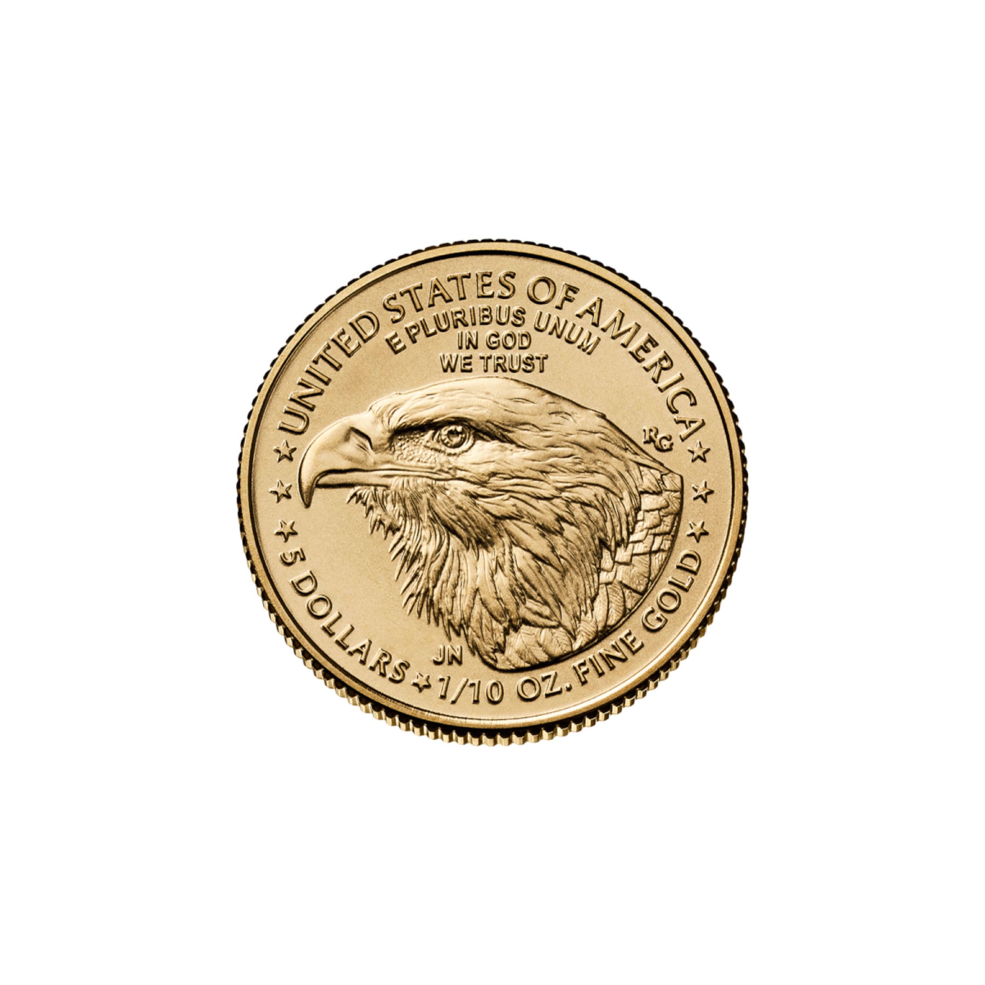 Reverse of 2025 1/10 oz Gold Eagle with eagle design