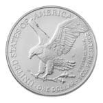 Reverse of 2025 1 oz Silver Eagle coin with eagle landing
