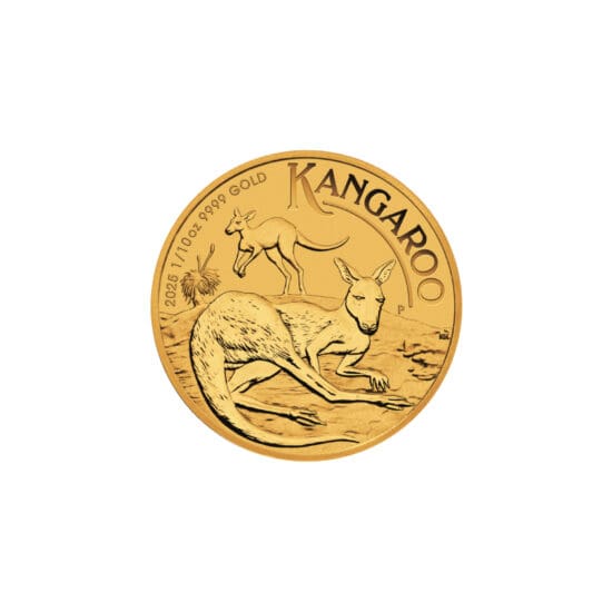 Obverse of 2025 Australian Gold Kangaroo 1/10 oz coin