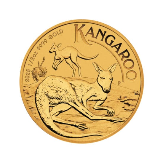Reverse of 2025 Gold Kangaroo 1/2 oz coin