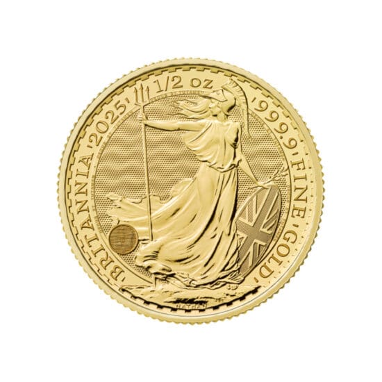 Obverse of 2025 British Gold Britannia 1/2 oz coin