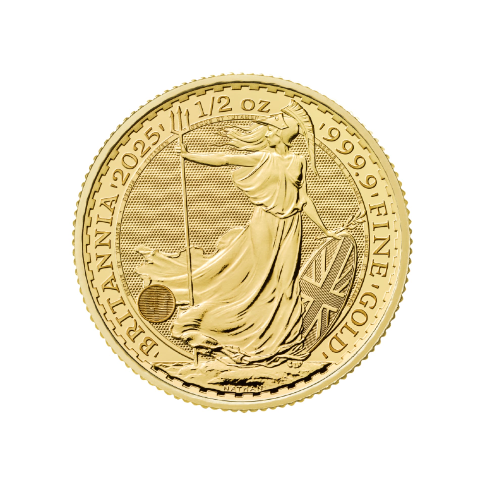 Obverse of 2025 British Gold Britannia 1/2 oz coin