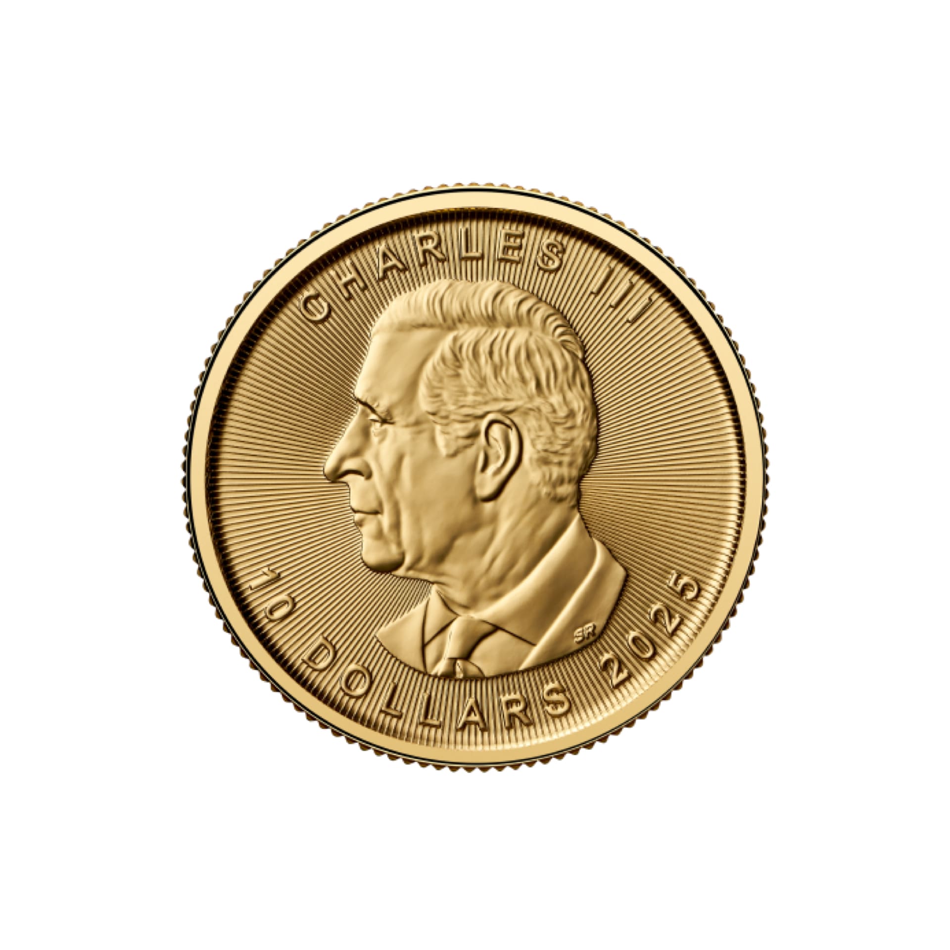 Obverse of 2025 Canadian Gold Maple Leaf 1/4 oz coin featuring King Charles III