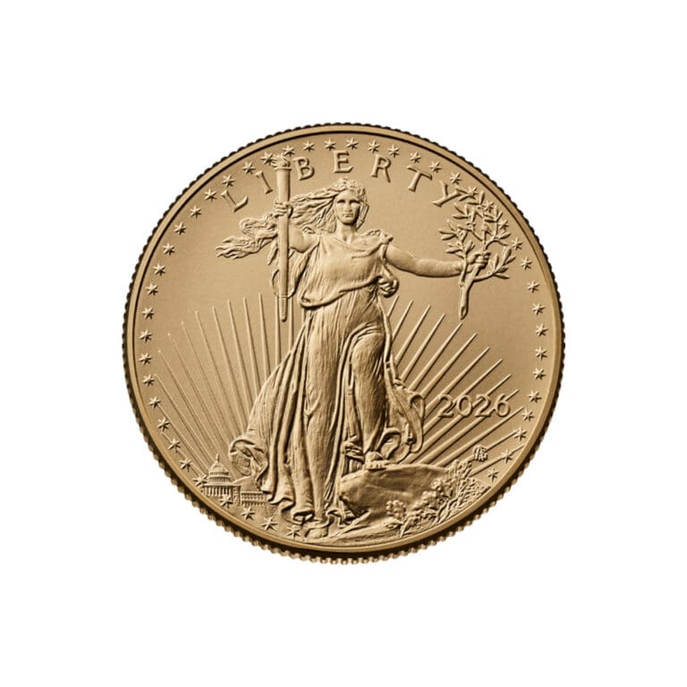 2026 American Gold Eagle one half oz coin obverse with Lady Liberty design
