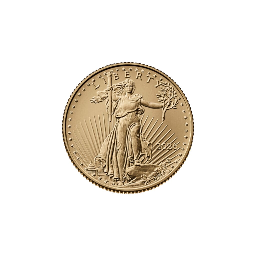 2026 American Gold Eagle one quarter oz coin obverse with Lady Liberty design