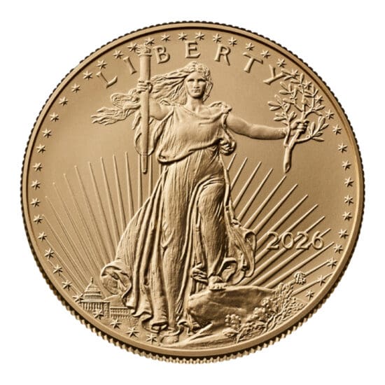 2026 American Gold Eagle one oz coin obverse with Lady Liberty design
