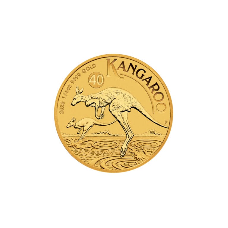 2026 Australian Gold Kangaroo 1 4 oz coin with kangaroo and joey design