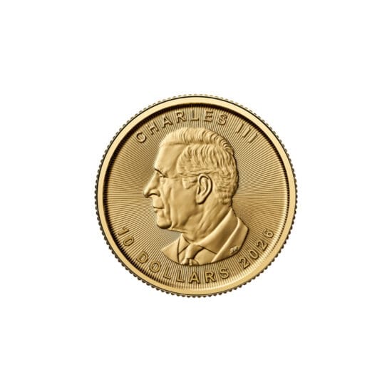 2026 Canadian Gold Maple Leaf one quarter oz coin obverse with King Charles III portrait