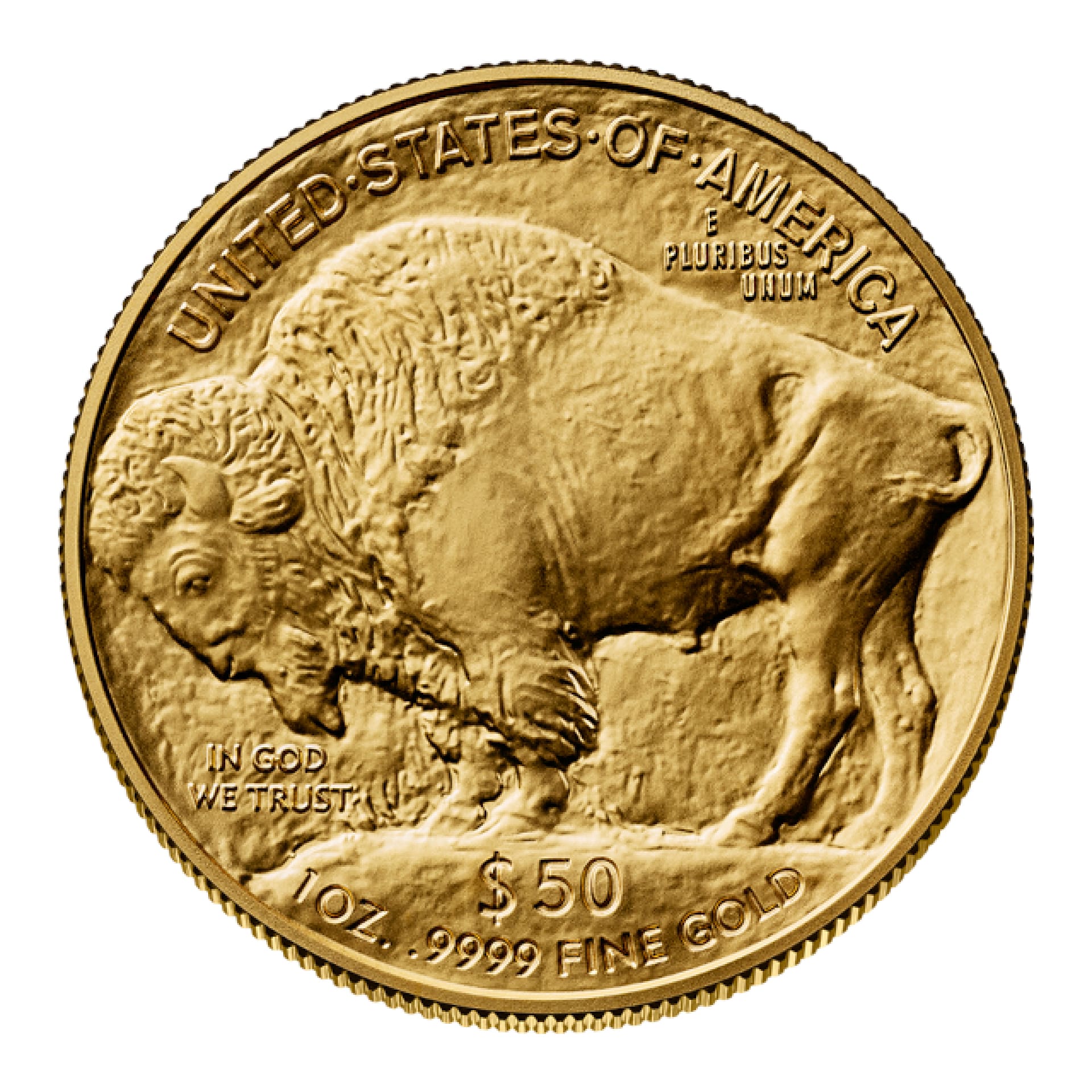 American Gold Buffalo one oz coin reverse with American bison design