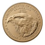 American Gold Eagle one oz coin reverse with bald eagle portrait