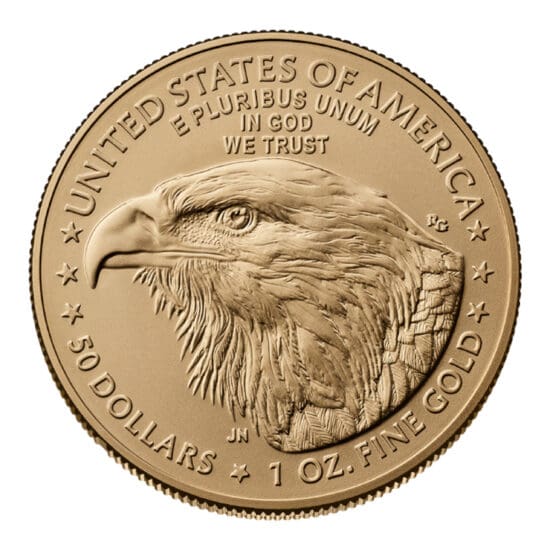 American Gold Eagle one oz coin reverse with bald eagle portrait
