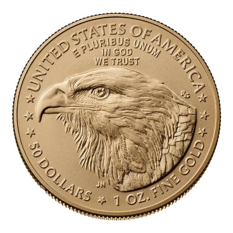 American Gold Eagle one oz coin reverse with bald eagle portrait