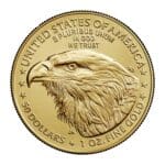 Reverse of American Gold Eagle coin with bald eagle design