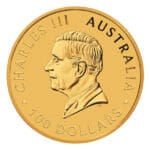 Australian Gold Kangaroo one oz coin reverse with King Charles III portrait
