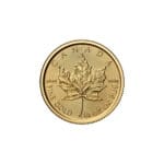 Canadian Gold Maple Leaf one quarter oz coin reverse with maple leaf design