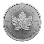 Reverse of 2025 Canadian Silver Maple Leaf coin featuring maple leaf design