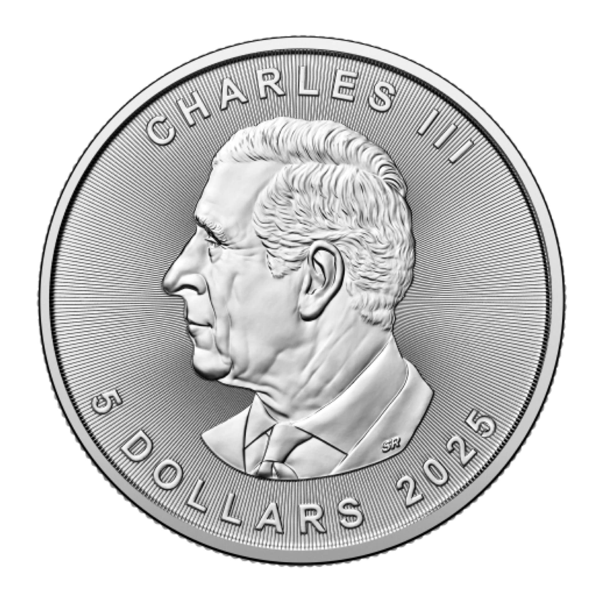 Obverse of 2025 Canadian Silver Maple Leaf coin featuring King Charles III