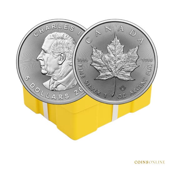 2026 Canadian Silver Maple Leaf monster box sealed with obverse and reverse coins displayed