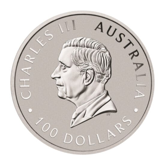 Obverse of 2025 1 oz Australian Platinum Kangaroo coin