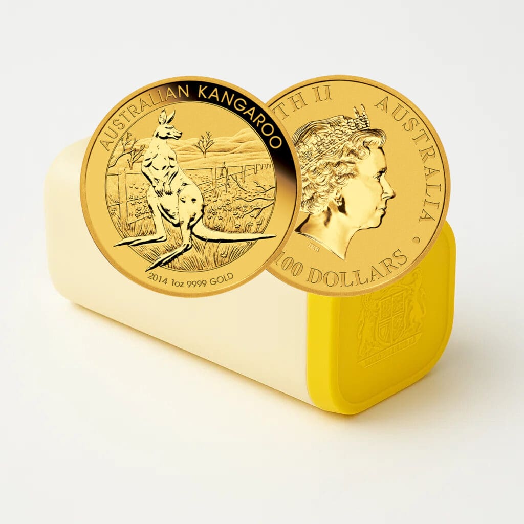 Tube of ten 1 oz Australian Gold Kangaroo coins