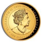 Obverse of 2 oz Australian Gold Kangaroo coin