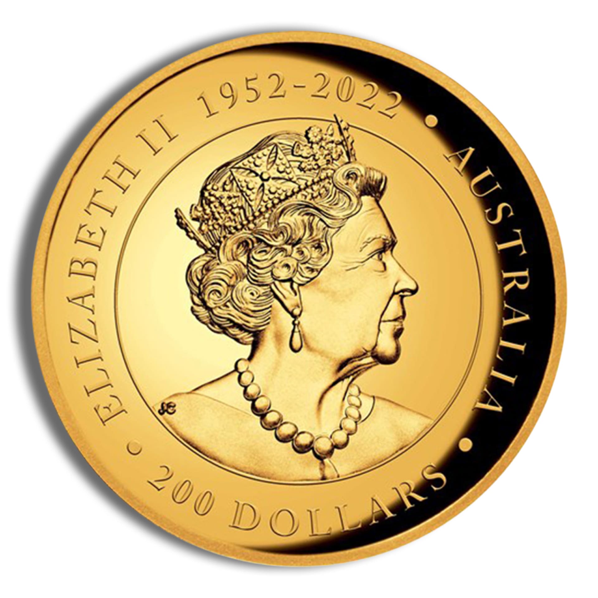 Obverse of 2 oz Australian Gold Kangaroo coin