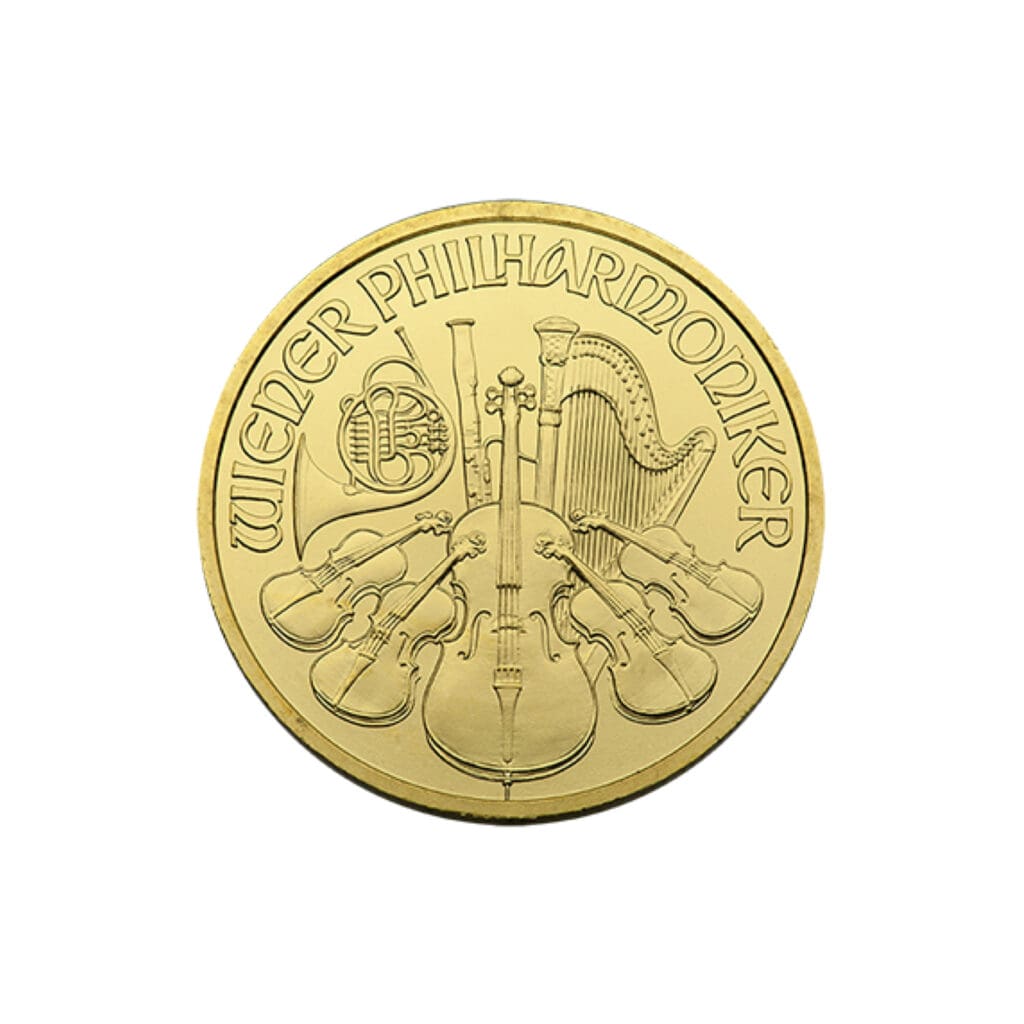 Reverse of 1/4 oz Austrian Gold Philharmonic