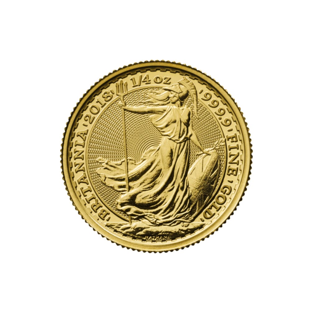 Reverse of 1/4 oz British Gold Britannia coin