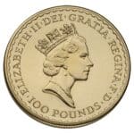 Obverse of 1 oz British Gold Britannia with King Charles III