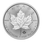 Reverse of 2025 Canadian Platinum Maple Leaf 1 oz coin featuring maple leaf design