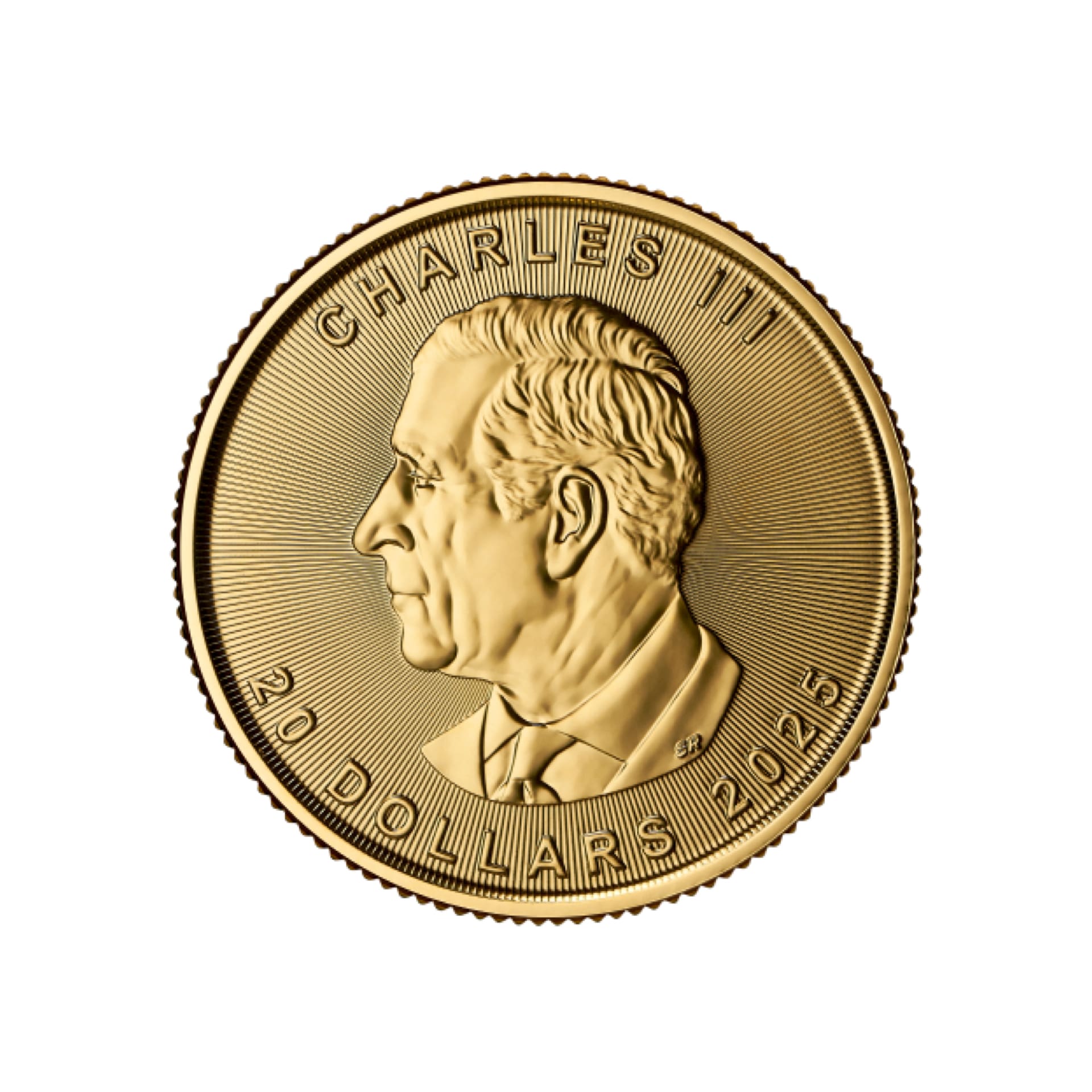 Obverse of 2025 Canadian Gold Maple Leaf 1/2 oz coin featuring King Charles III