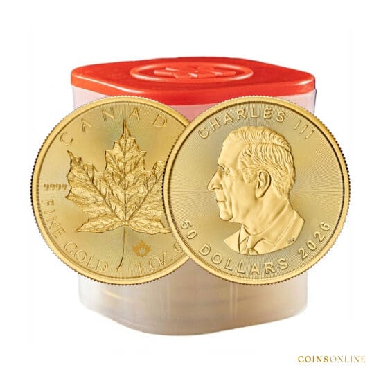 Canadian Gold Maple Leaf 1 oz coins – sealed tube of 10 BU coins