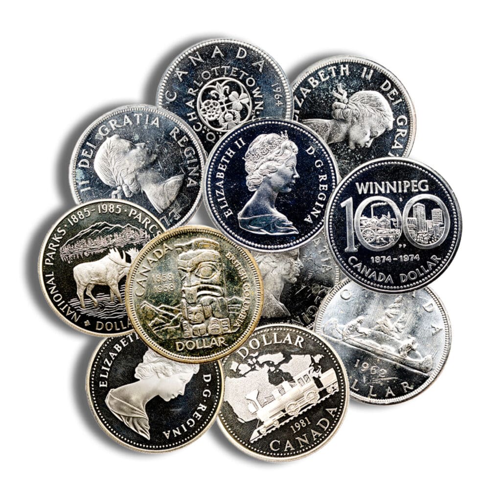 Group of 80% Silver Canadian Coins from 1958–1967