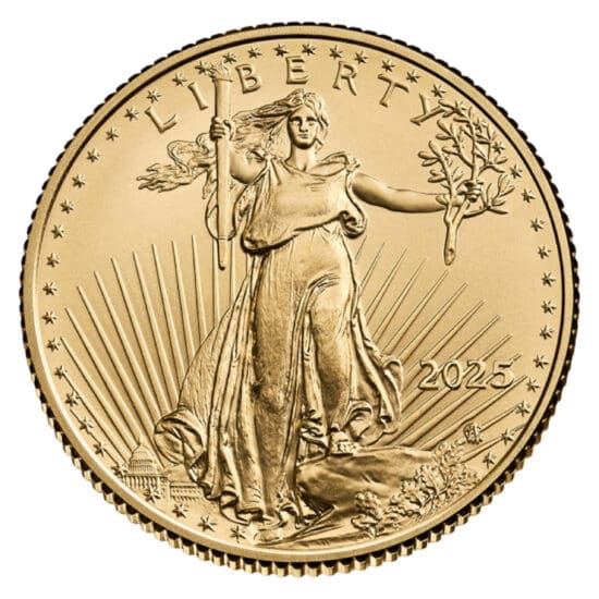 2025 1 oz American Gold Eagle 1 oz coin – .9167 fine gold, Reverse, U.S. Mint