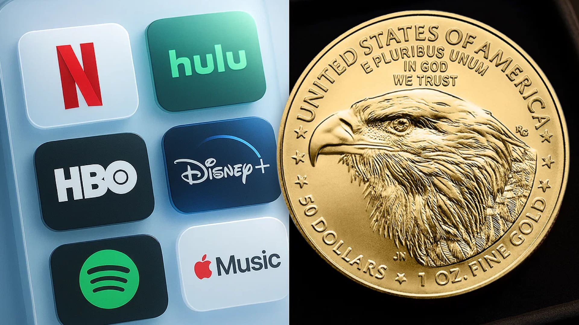 Monthly coin stacking compared to streaming subscription costs with American Eagle gold coin