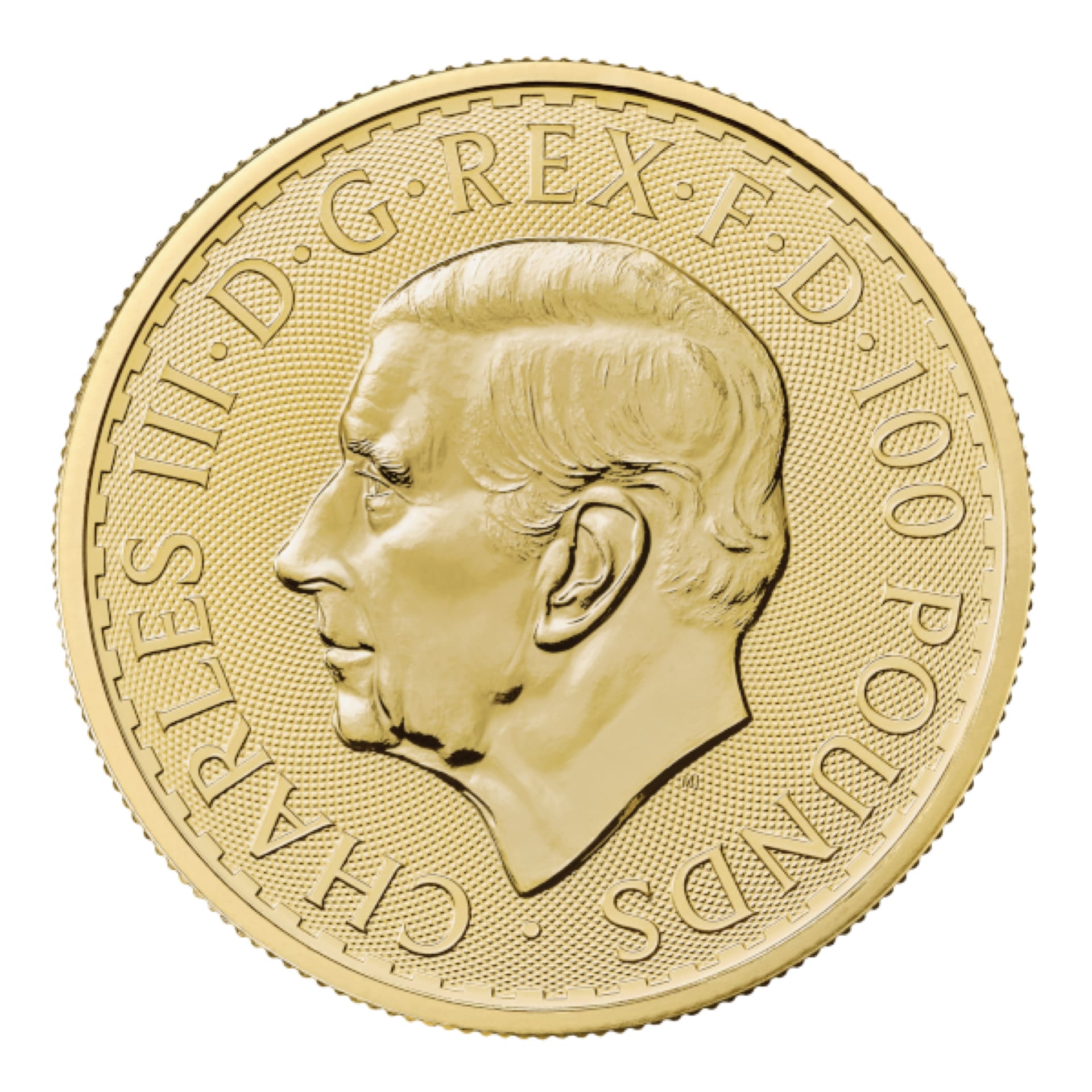 British Gold Britannia coin obverse featuring King Charles III