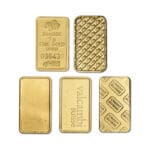 1 Gram Gold Bar reverse side showing serial number, and purity markings