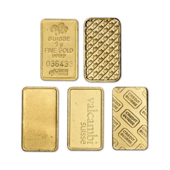 1 Gram Gold Bar reverse side showing serial number, and purity markings