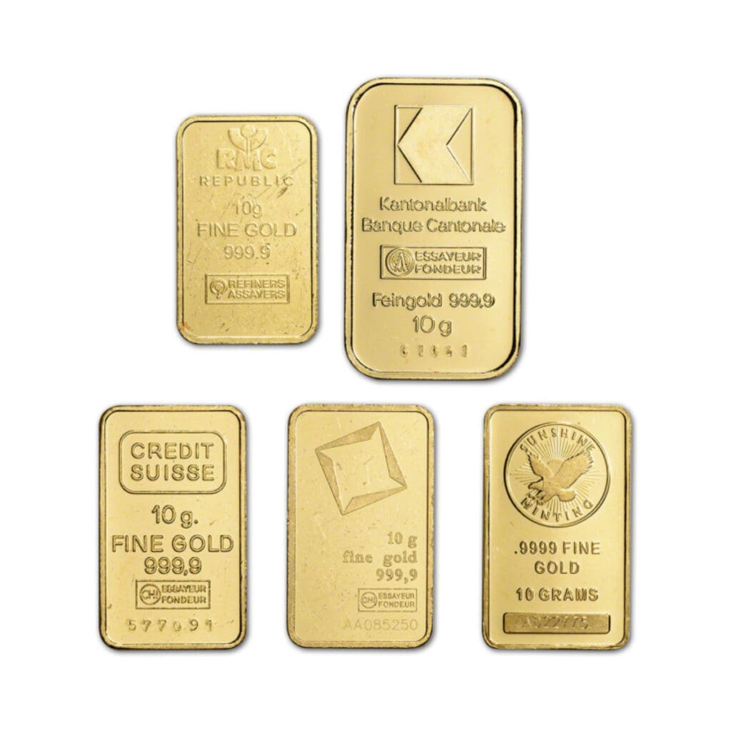 10 Gram Gold Bar front face – .9999 fine gold from LBMA-accredited refiners