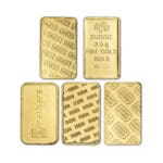 2.5 Gram Gold Bar reverse side showing serial number, and mint markings