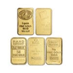 5 Gram Gold Bar front face – .9999 fine gold, LBMA-eligible, varied mints