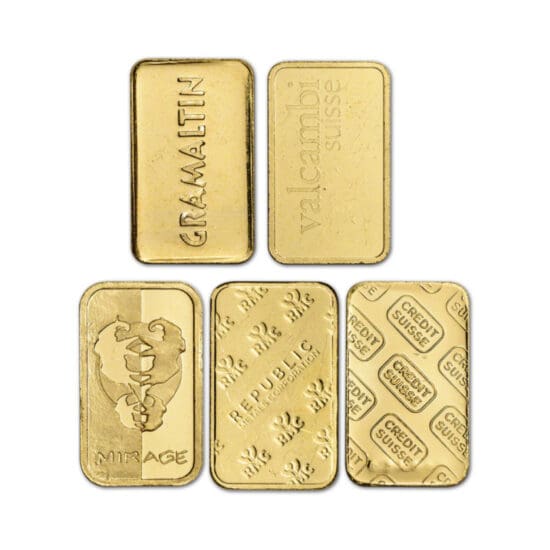 5 Gram Gold Bar reverse side displaying purity stamp and refiner markings